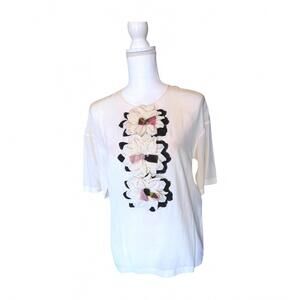 New Dolce & Gabbana Floral Appliqué Silk Top, Size 36